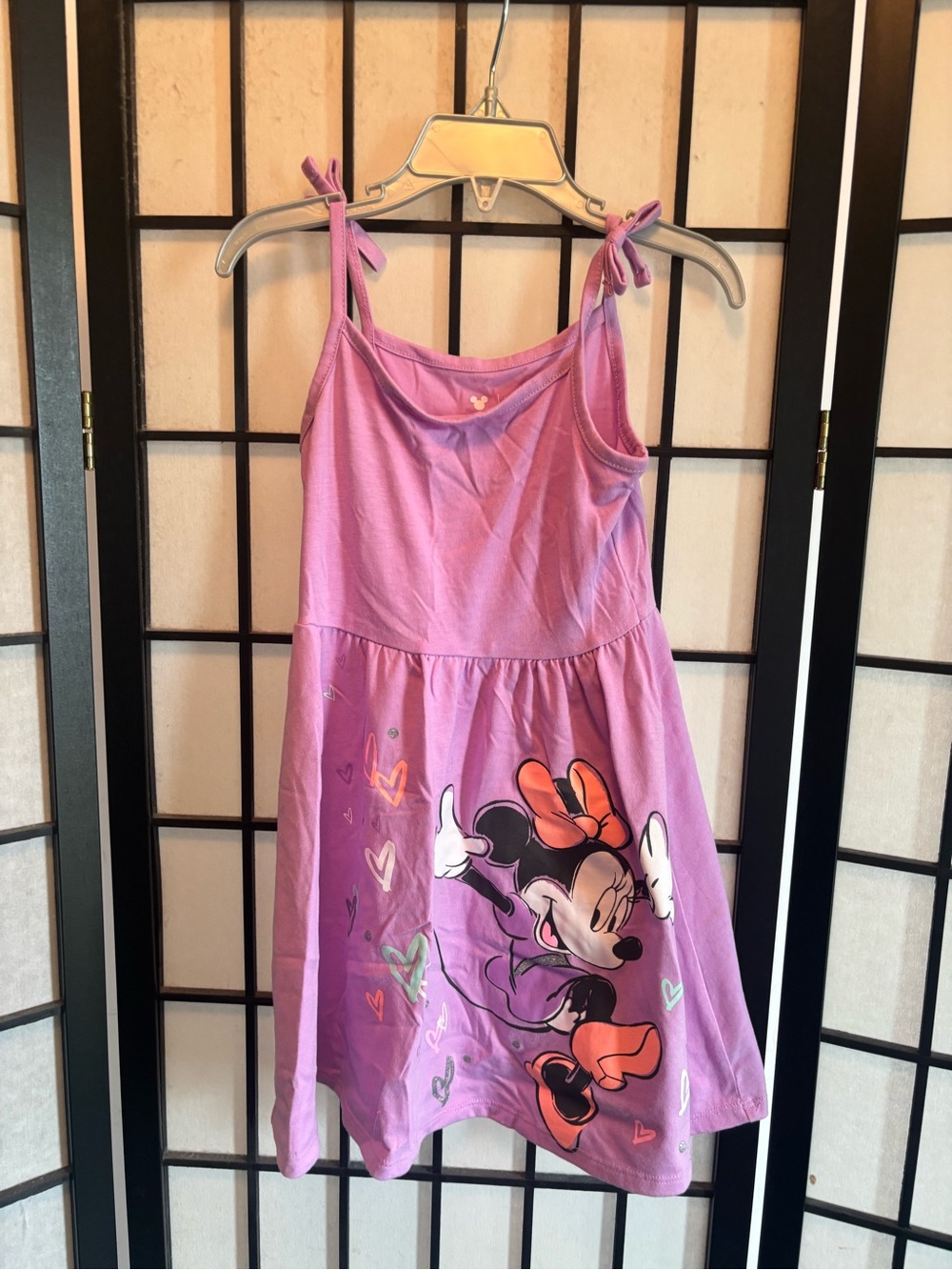 jumping beans Lavender Tie-Shoulder Dress with Minnie Mouse Print